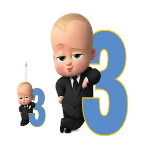 استند رومیزی تولد مدل عدد 3 طرح بچه رئیس به همراه شمع