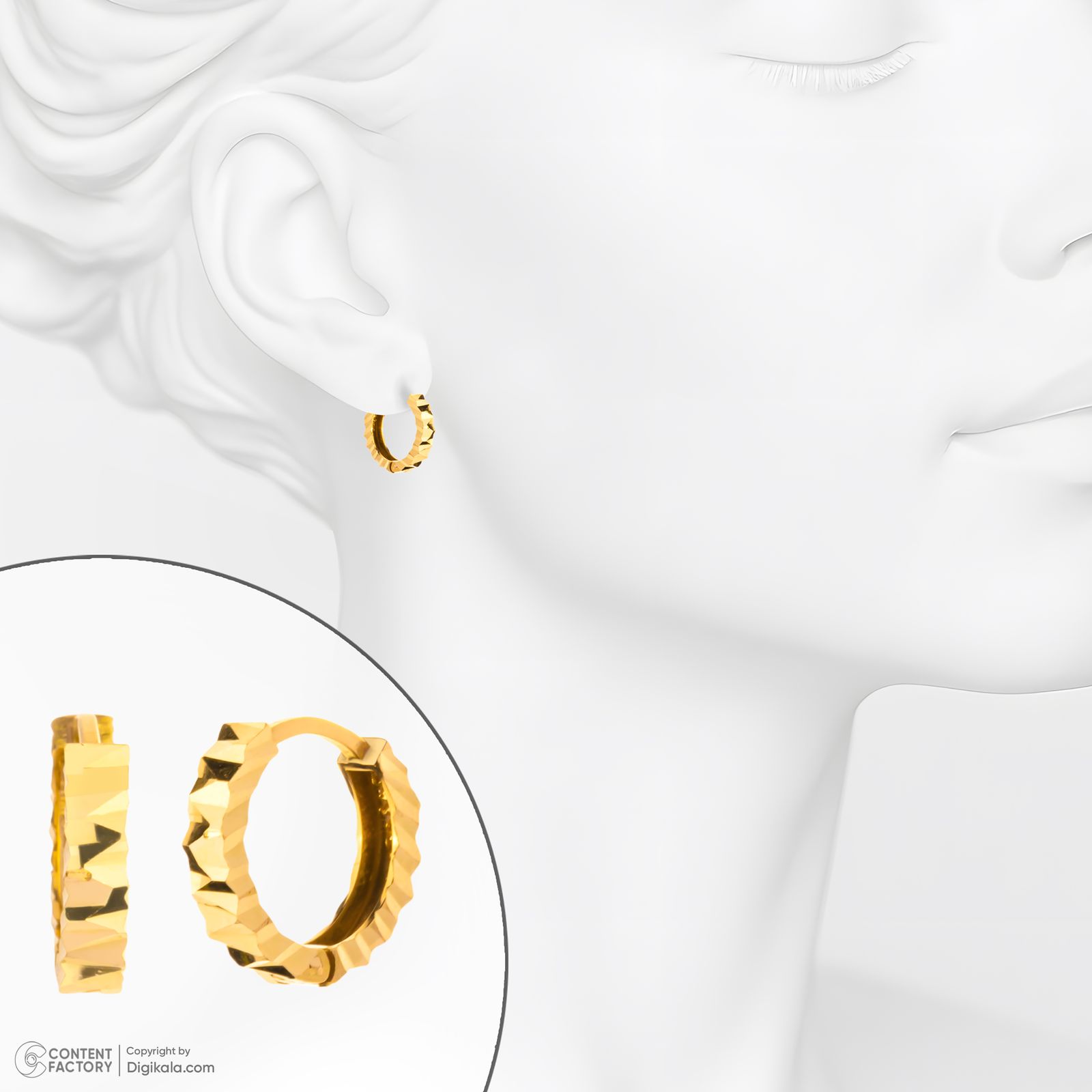 گوشواره حلقه‌ای طلا 18 عیار زنانه گلدم مدل E245006 -  - 7