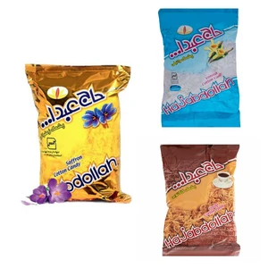 پشمک کاکائویی و وانیلی و زعفرانی حاج عبدالله - 350 گرم بسته 3 عددی