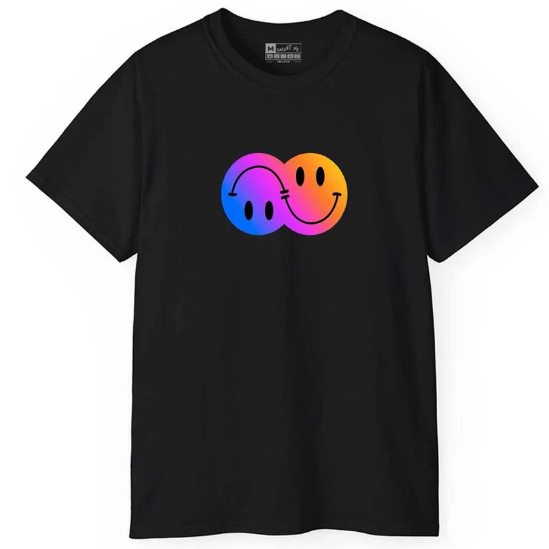 تی شرت آستین کوتاه مردانه پاد آفرین مدل ایموجی لبخند کد 0411