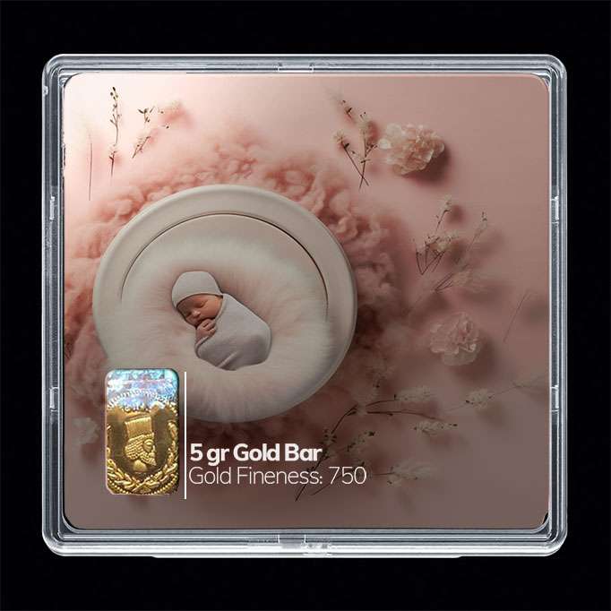 شمش طلا 18 عیار مدوپد مدل نوزاد کد SG10331 شمش طلا 18 عیار مدوپد مدل نوزاد کد SG10331