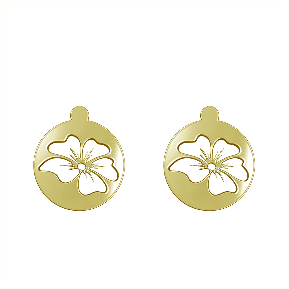 گوشواره طلا 18 عیار زنانه مدوپد مدل گل کد GA1-13036