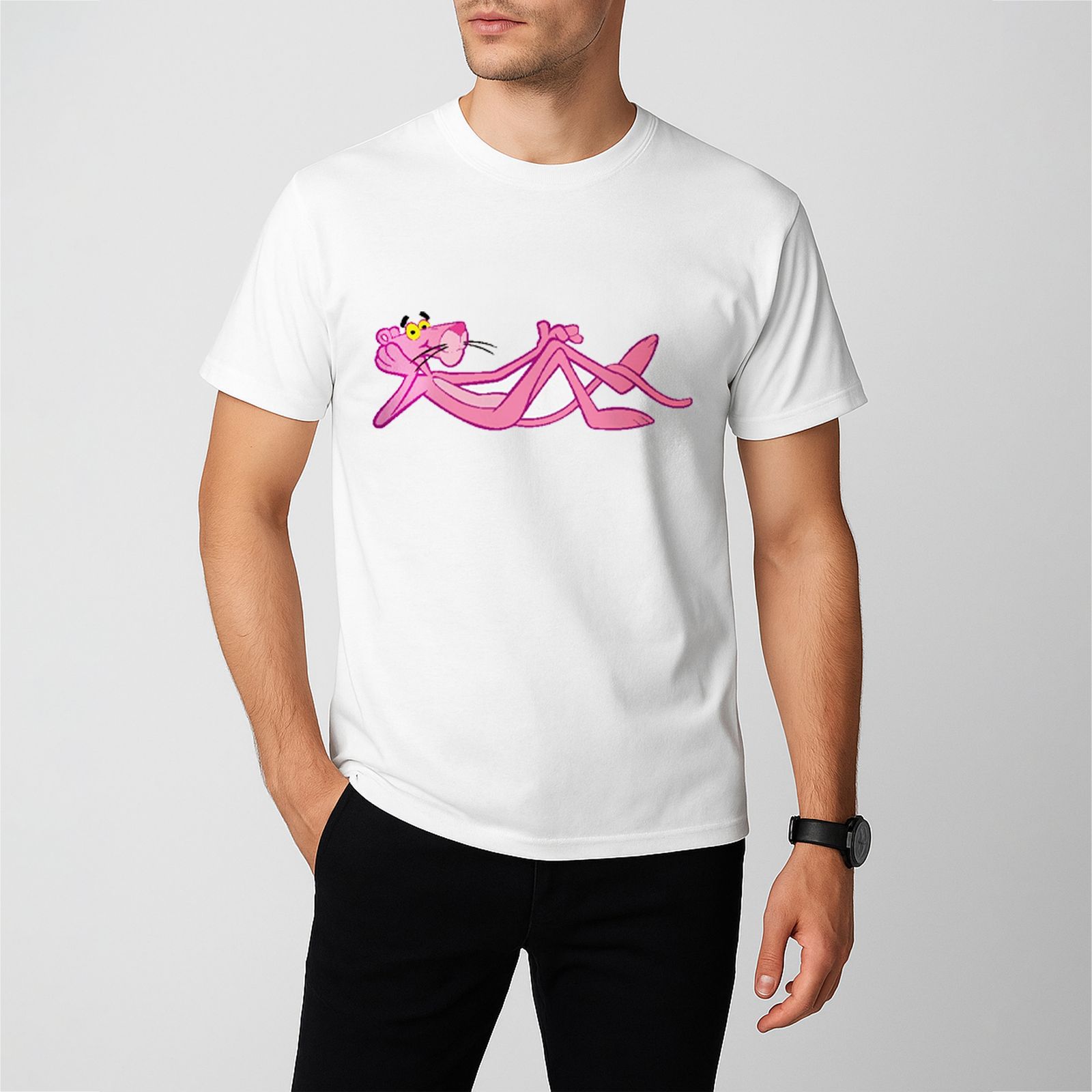 تیشرت آستین کوتاه شین دیزاین طرح پلنگ صورتی کد 4237 - - 1