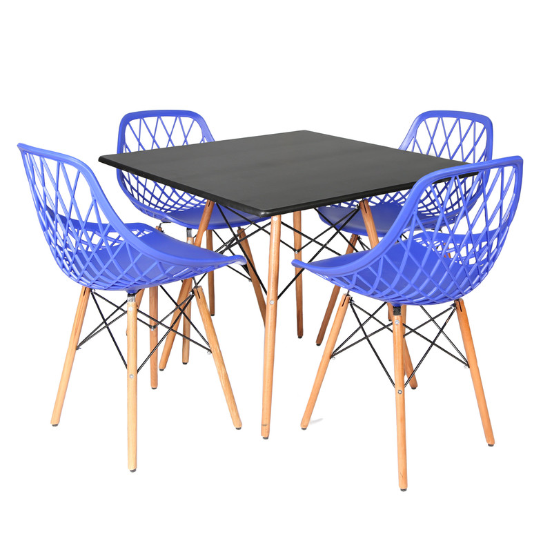 میز و صندلی ناهارخوری چهار نفره مدل الماس فایبرگلاس پایه ایفلی MM