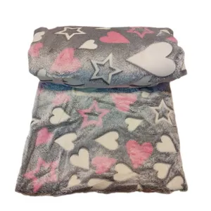 پتو مسافرتی 1 نفر ویراگیتا مدل شبنما قلب و ستاره نیلا سایز 150x200 سانتی‌متر