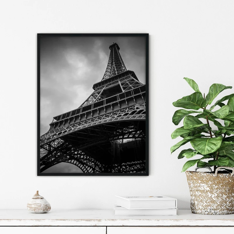 تابلو آتریسا طرح برج ایفل مدرن مدل ATFHBW06 فریم مشکی