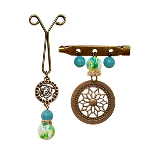 ست سنجاق سینه و گیره روسری طرح گل کد PM434