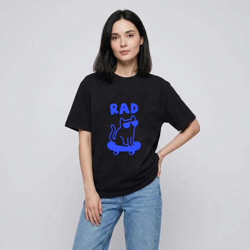 تی شرت زنانه پنبه دورو مینیمال طرح گربه