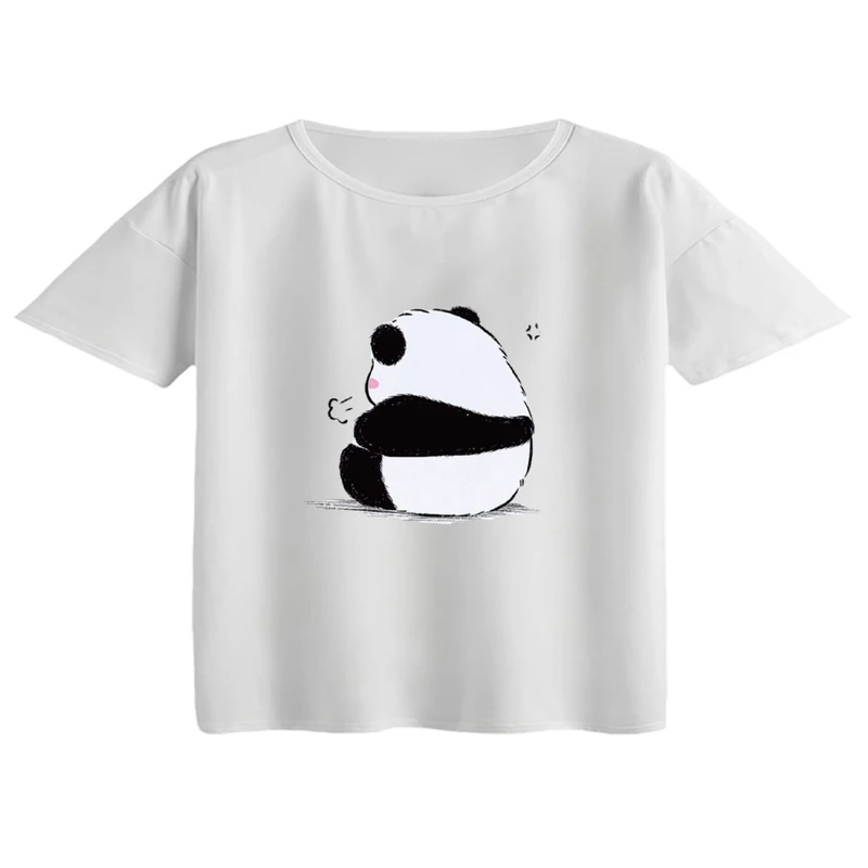 کراپ تی‌شرت آستین کوتاه زنانه مدل پاندا کد 2