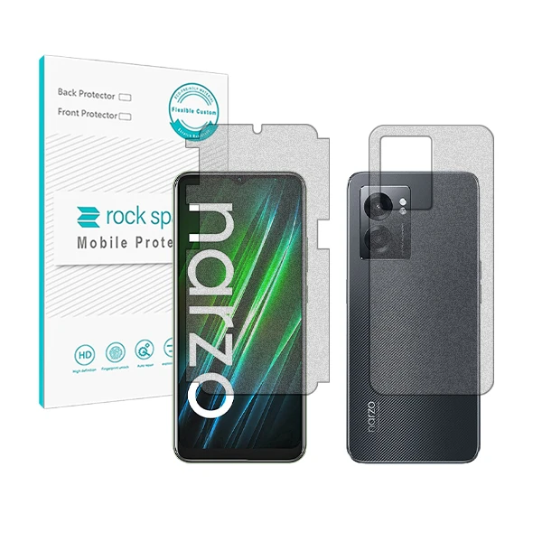 محافظ صفحه نمایش مات راک اسپیس مدل HyMTT مناسب برای گوشی موبایل ریلمی Narzo50 5G به همراه محافظ پشت گوشی