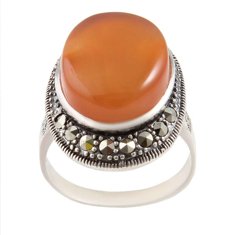 انگشتر نقره زنانه بازرگانی میلادی مدل سنگ عقیق کد AW_526