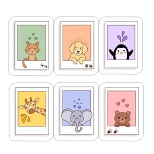 استیکر لپ تاپ و موبایل طرح فتوکارت حیوانات مجموعه 6 عددی 