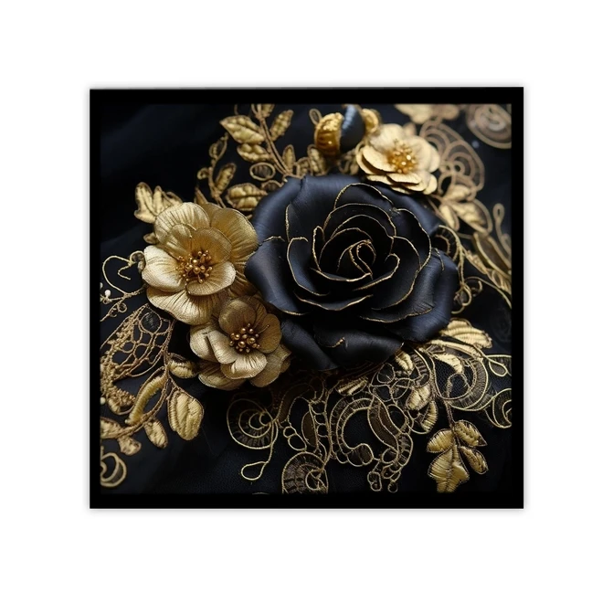 تابلو نوری بکلیت طرح گرافیگی گل طلاکوب مدل B-MID-19797