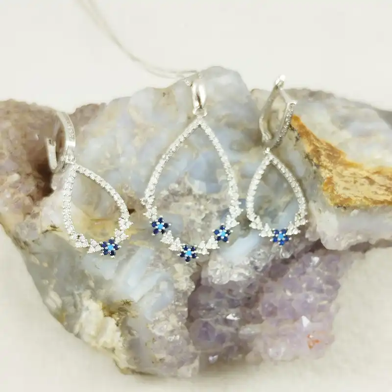 نیم ست نقره زنانه سلین کالا مدل اشکی کد PC2-3