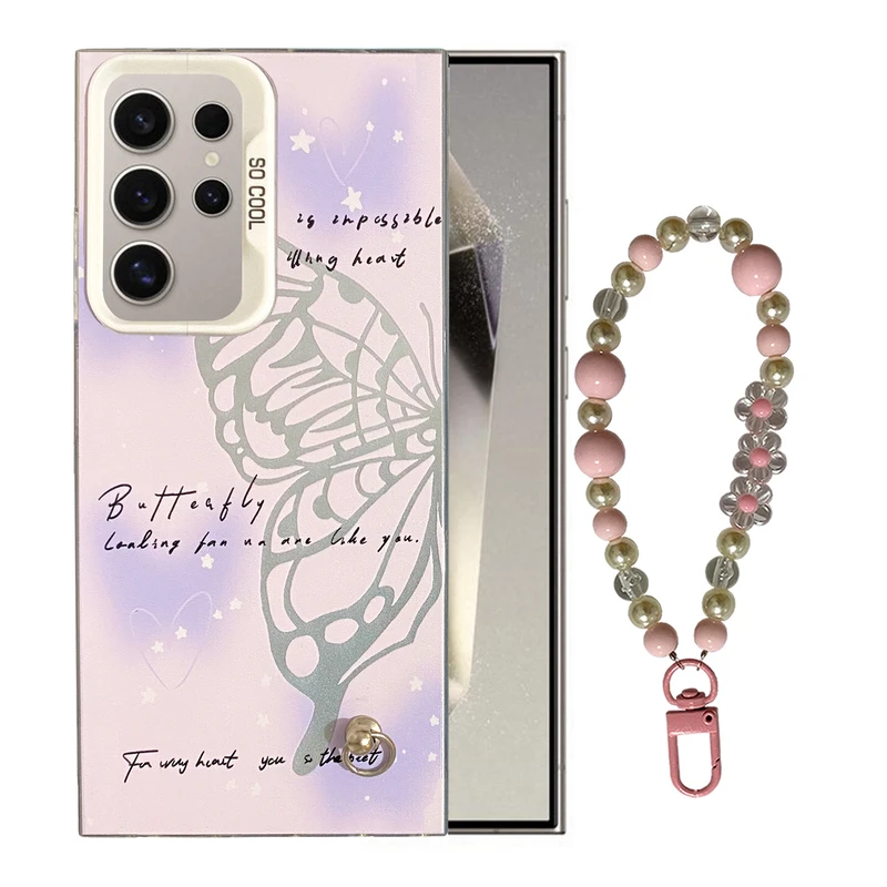 کاور مدل SO COOL طرح پروانه کد SC01 مناسب برای گوشی موبایل سامسونگ Galaxy S24 Ultra به همراه بند آویز