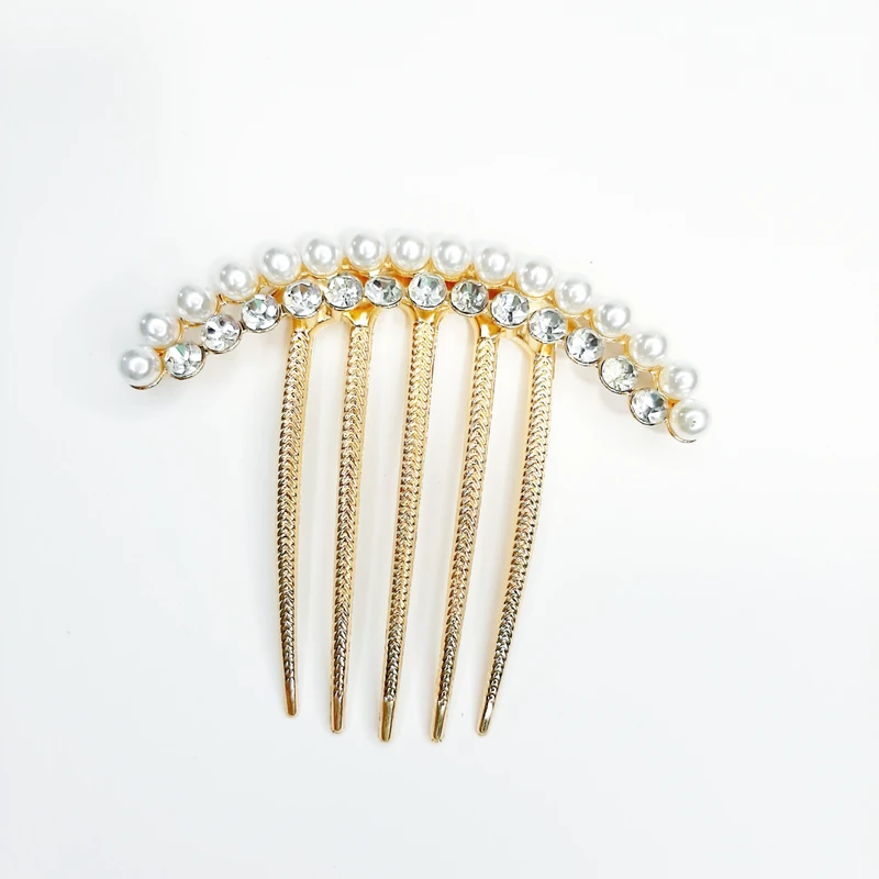 شانه مو زنانه مدل فلزی نگین دار