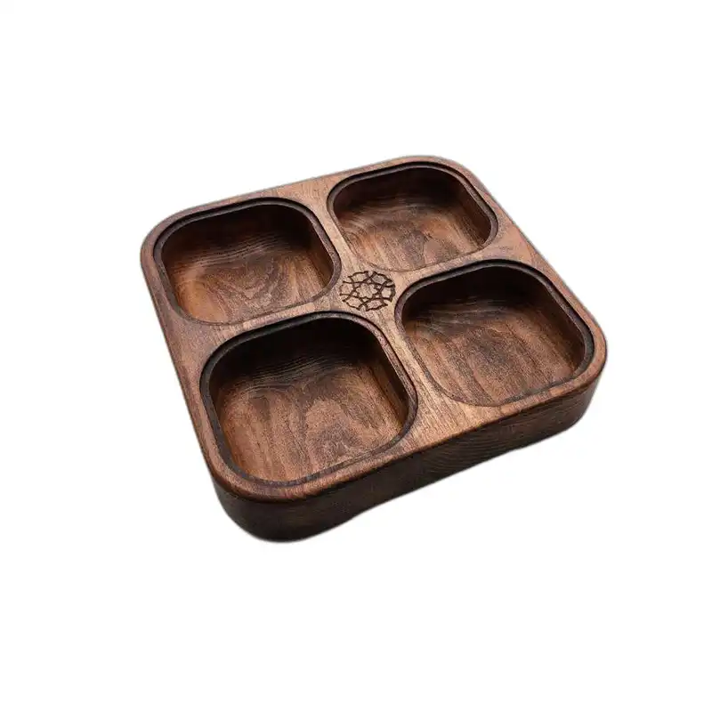 ظرف سرو چوبی گردوچ مدل ونوشه کد DK - 3314