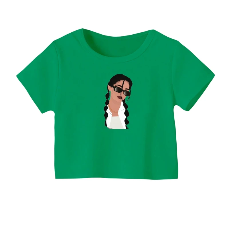 کراپ‌ تی‌شرت آستین کوتاه زنانه مدل مینیمال دختر