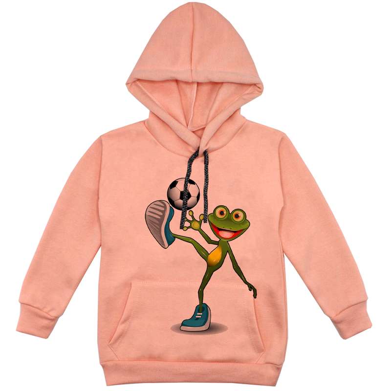 هودی پسرانه مدل قورباغه و هدفون F46 رنگ گلبهی 