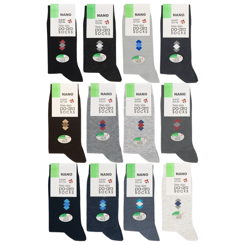 جوراب ساق بلند مردانه پاآرا مدل نانو 30 کد 2 مجموعه 12 عددی