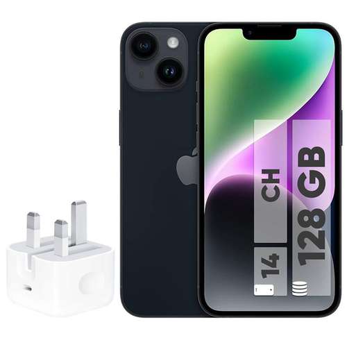 گوشی موبایل اپل مدل iPhone 14 CH دو سیم کارت ظرفیت 128 گیگابایت و رم 6 گیگابایت - به همراه شارژر 20 وات اپل
