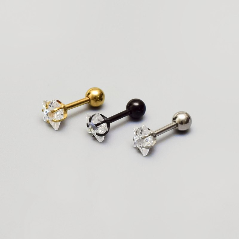 پیرسینگ گوش زنانه مدل نگینی طرح ستاره