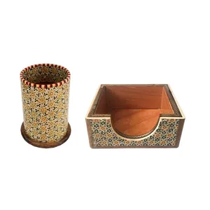 ست قلمدان و جای کاغذ یادداشت خاتم کاری کد IN 226