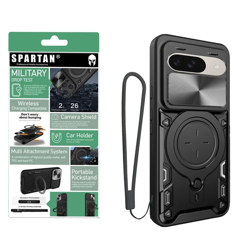 کاور اسپارتان مدل Magnet Ring Strap مناسب برای گوشی موبایل گوگل Pixel 9 به همراه بند آویز