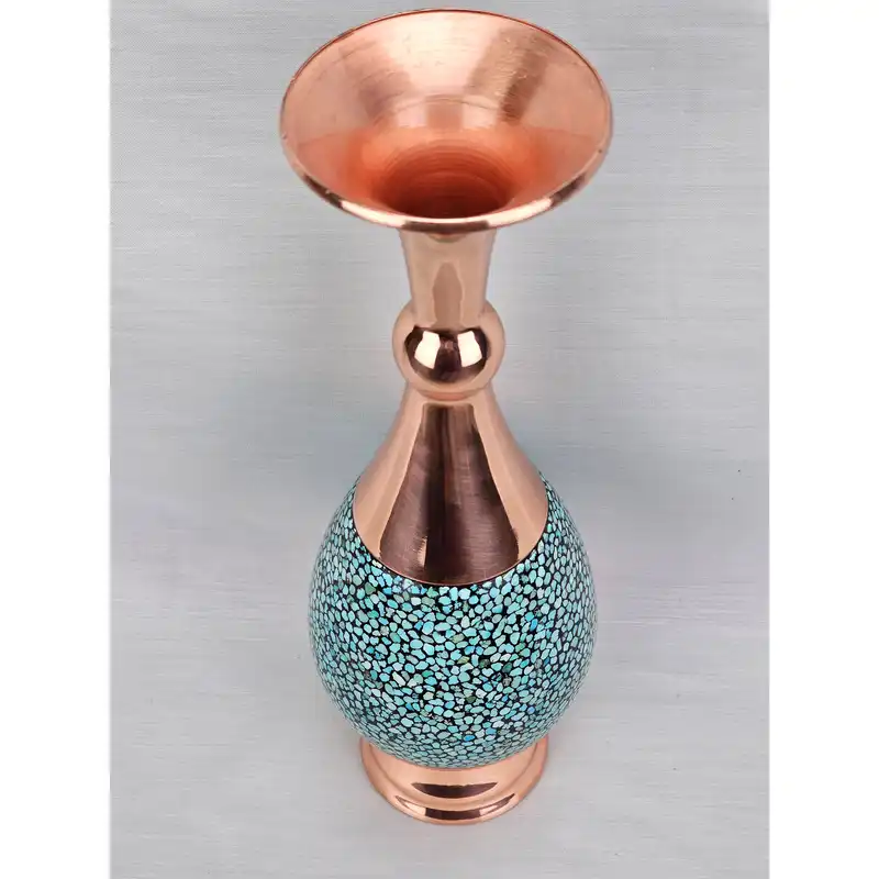 گلدان فیروزه کوبی مسی کد 30