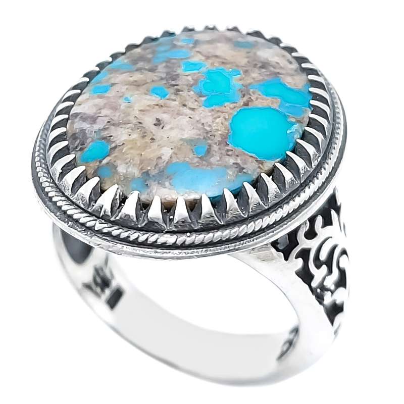 انگشتر نقره مردانه مدل فیروزه کد VA4736