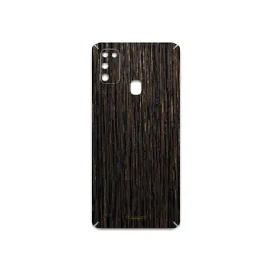MAHOOT Dark-Gold-Stripes-Wood Cover Sticker for Samsung Galaxy M21