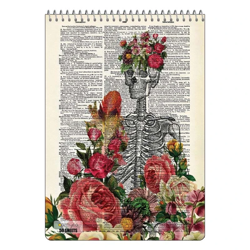 دفتر نقاشی 50 برگ سیمی کارنیکا طرح روزنامه وینتج اسکلت Vintage Newspaper Skeleton کد 12846