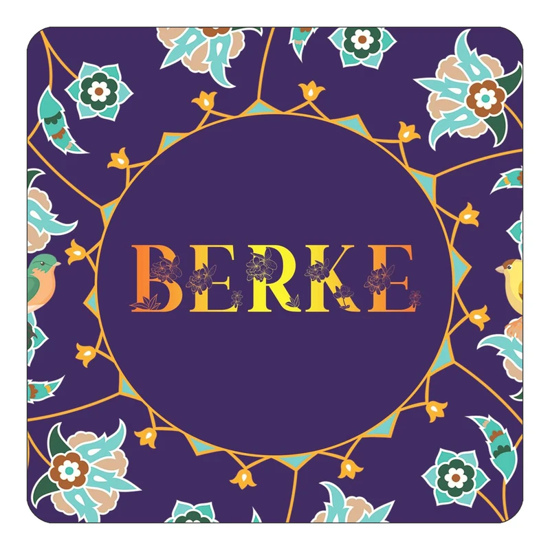 مگنت کاکتی طرح اسم برکه berke مدل گل و بلبل کد mg12437