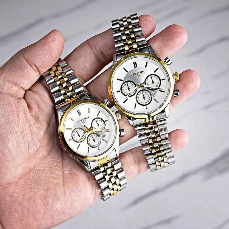 ست ساعت مچی عقربه ای  زنانه و مردانه  مدل تک موتور ساده 06