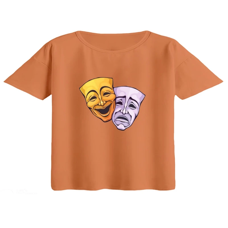 کراپ تی‌شرت آستین کوتاه زنانه مدل تئاتر