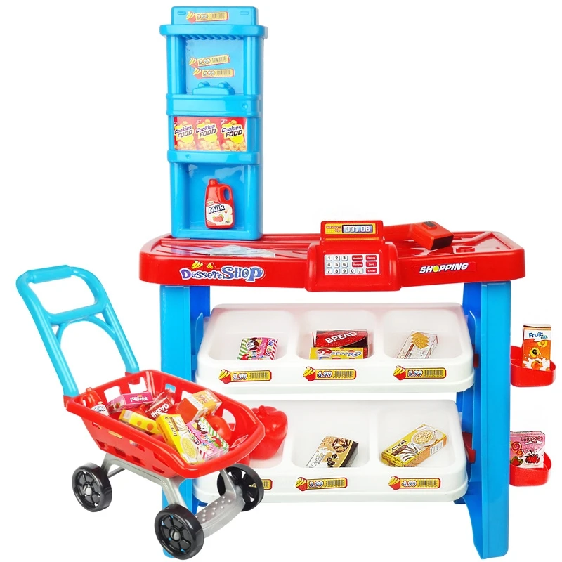 اسباب بازی سوپر مارکت مدل صندوق فروشگاهی به همراه چرخ خرید