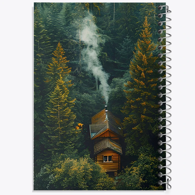 دفتر ژورنال نویسی 50 برگ خندالو مدل نقطه ای طرح کلبه ی جنگلی کد F7362