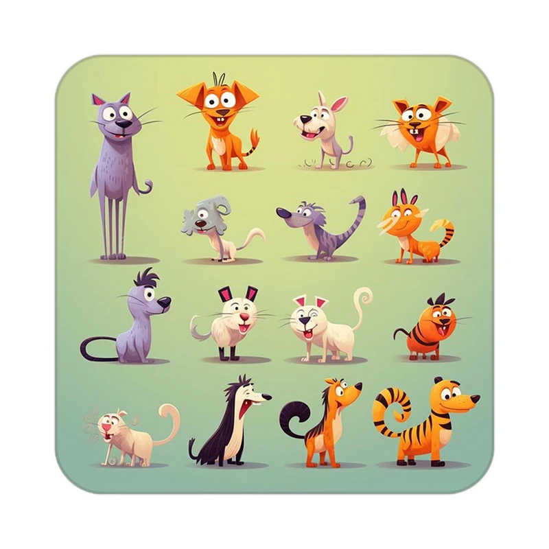 زیر لیوانی کاکتی طرح حیوانات کارتونی مدل mp27726