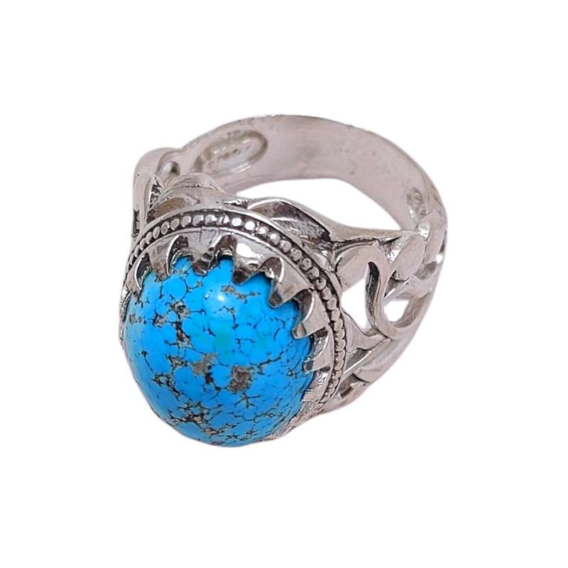 انگشتر نقره مردانه مدل فیروزه کرمانی