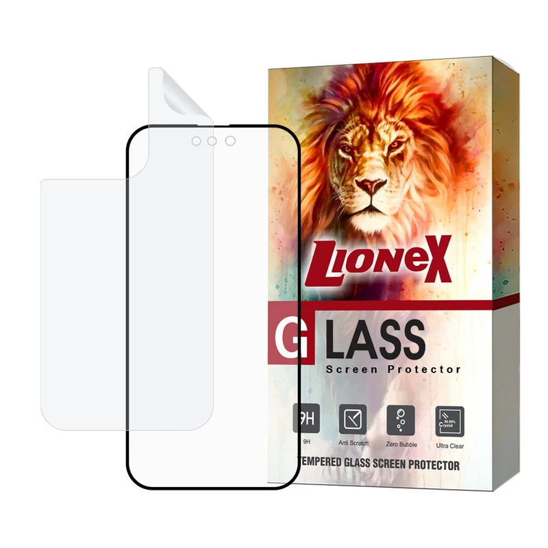 محافظ صفحه نمایش لایونکس مدل MCERAMNANOL مناسب برای گوشی موبایل اپل iPhone 14 Pro به همراه محافظ پشت گوشی