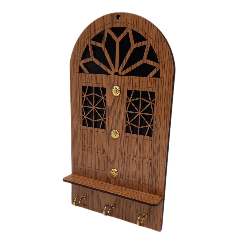 جاکلیدی چوبی طرح درب قدیمی مدل آبان کد KC-01