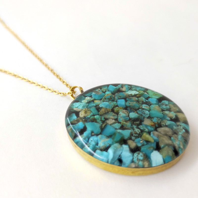 گردنبند زنانه مدل فیروزه رزینی گردنبند زنانه مدل فیروزه رزینی