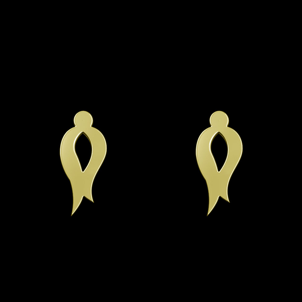 گوشواره طلا 18 عیار زنانه مدوپد مدل هندسی کد GA1-10526