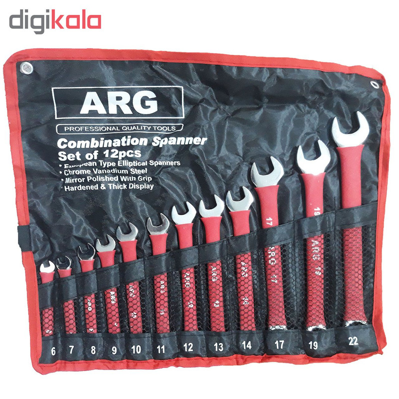 مجموعه 12 عددی آچار یکسر تخت یکسر رینگی مدل ARG