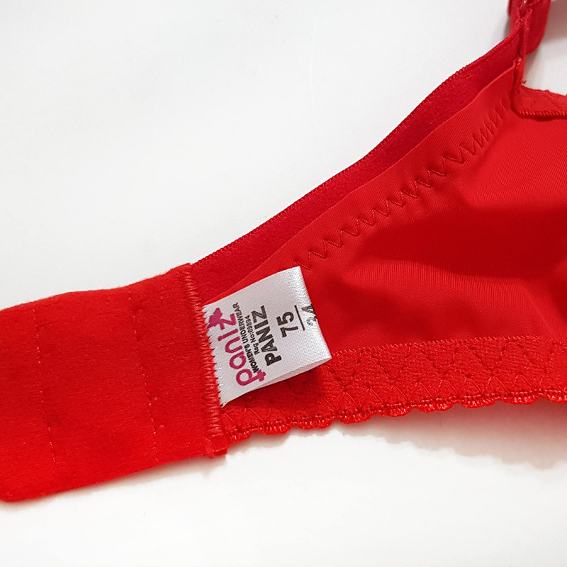 سوتین زنانه پانیذ مدل گیپوری فنردار کد 66364-new رنگ قرمز