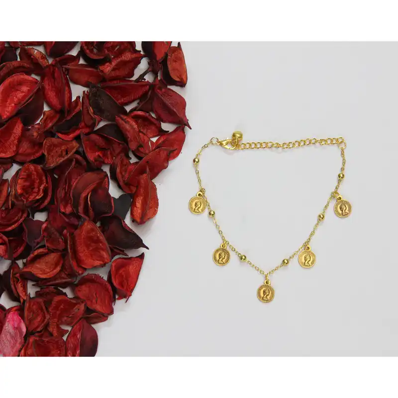 پابند زنانه مدل سکه الیزابت کد HN1702