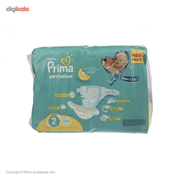 پوشک پمپرز مدل Prima سایز 2 بسته 80 عددی