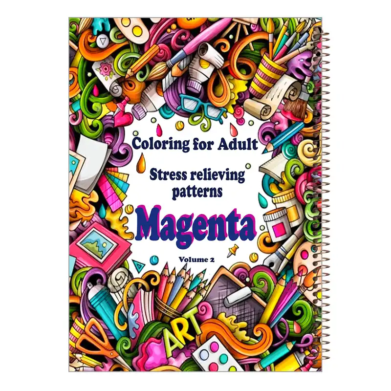 دفتر رنگ آمیزی مجنتا طرح فانتزی کد 2