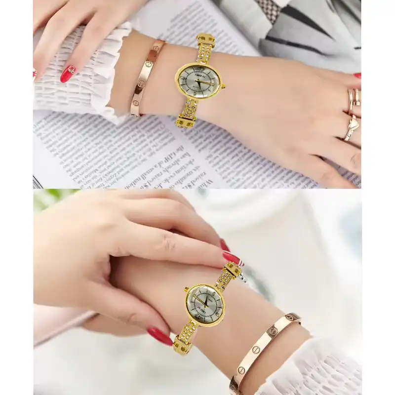 ساعت مچی عقربه ای زنانه مدل نگین دار مجلسی کد H1