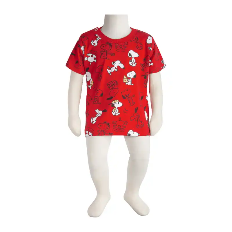 تی شرت آستین کوتاه نوزادی آدمک مدل اسنوپی کد 150003 رنگ قرمز